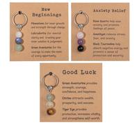 XFSRG 3 Pezzi Portachiavi di Naturale Crystal Keychain Ragazze Bag Charms con Biglietto Regalo per Fidanzata e Famiglie (02)