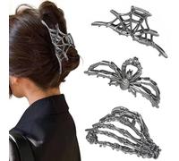 XFSRG 3 Pezzi Ragno Mollette Capelli Donna Gotico Antiscivolo Scheletro Accessori Spaventosi per Halloween Feste in Maschera Cosplay(Set D)