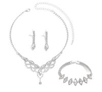 XFSRG 3 Pezzi Set Gioielli Donna Collana Orecchini Bracciale Cristallo Goccia Reticolo Brillante Elegante Cerimonia