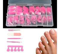 XFSRG 300 Pezzi Unghie Trasparenti Rosa Super Sottili e Invisibili Full Cover Tips Unghie con 5 Accessori per Manicure per Manicure DIY Salon Donne Ragazze (Rosa)