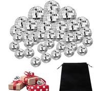 XFSRG 35 Pezzi Palla da Discoteca Sfera a Specchio Rotonda Palla di Disco per Torte Decorazioni Accessori da Discoteca Decorazioni Palla Discoteca Multiuso per Feste (Argento)