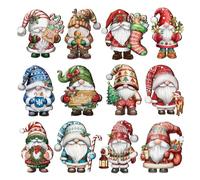 XFSRG 36 Pezzi Ciondoli Natalizi Decorazione di Natale Specie Gnomo in Legno Appendere Ornamento per Albero di Natale Perfetto La Casa Regali Feste (Set 2)