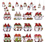 XFSRG 36 Pezzi Ciondoli Natalizi Decorazione di Natale Specie Gnomo in Legno Appendere Ornamento per Albero di Natale Perfetto La Casa Regali Feste (Set B)