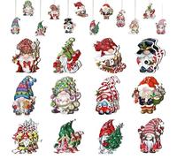 XFSRG 36 Pezzi Ciondoli Natalizi Decorazione di Natale Specie Gnomo in Legno Appendere Ornamento per Albero di Natale Perfetto La Casa Regali Feste (Set A)