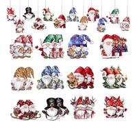 XFSRG 36 Pezzi Ciondoli Natalizi Decorazione di Natale Specie Gnomo in Legno Appendere Ornamento per Albero di Natale Perfetto La Casa Regali Feste (Set C)