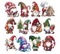 XFSRG 36 Pezzi Ciondoli Natalizi Decorazione di Natale Specie Gnomo in Legno Appendere Ornamento per Albero di Natale Perfetto La Casa Regali Feste (Set 3)