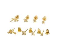 XFSRG 4 Paia Di Piccoli Orecchini Per Signore Set Di Orecchini Ipoallergenici in Oro 14K Perno con Zirconi Delicati Brillanti per Sovrapposizione Look Quotidiano