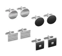 XFSRG 4 Paia Gemelli Camicia Uomo Vintage Circle Bottoni Cufflinks Classico alla Moda Gioielli Accessori per Matrimoni Affari e Occasioni Formali(Argento)