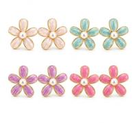 XFSRG 4 Paia Orecchini a Fiore Donna Bohemie con Perla Floreali Luminosi | Floreali Pendenti Set Eleganti Chic Gioielli per Look Quotidiani Feste Cerimonie e Occasioni Speciali