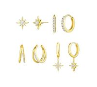 XFSRG 4 Paia Orecchini Donna Oro Orecchini Creoles Set con Zirconia Ipoallergenici Piercing Helix Cartilagine Tragus Conch Piercings Ear Cuff per Fori Multipli