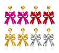 XFSRG 4 Paia Orecchini Natalizi Donna a Fiocco Pendenti Set Eleganti | Gioielli Feste di Natale Accessori Regalo per Party Cerimonia Serata