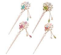 XFSRG 4 Pezzi Bacchette per Capelli Retrò Cinese Fiori Capelli Classica Decorativi con Nappe Bastone per Donne e Ragazze