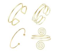 XFSRG 4 Pezzi Bracciale da Braccio Superiore Donna Braccialetti Aperti Regolabili Geometrici Gioielli da Braccio Stile Irregolare Bracciale Avambraccio a Spirale (Oro)
