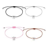 XFSRG 4 Pezzi Bracciale Donna Angelo Custode con Ciondolo Braccialetti Amicizia Regolabili Idee Regalo per Ogni Occasione (Argento)