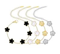 XFSRG 4 Pezzi Bracciale Donna Quadrifoglio Portafortuna Bracciale Eleganti Cinque Foglie Ciondolo Acciaio Inossidabile Gioielli Donna Regalo Compleanno