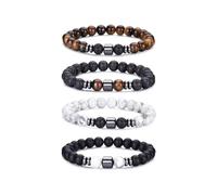XFSRG 4 Pezzi Bracciale Pietra Naturale con Perline Rotonde Elastico