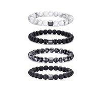 XFSRG 4 Pezzi Bracciale Pietra Naturale con Perline Rotonde Elastico