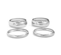 XFSRG 4 Pezzi Bracciali Larghi Donna Braccialetti Rigido Minimalista Bracciale Chunky Statement per Uso Quotidiano Festa e Abito da Sera (Argento)