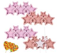 XFSRG 4 Pezzi Caramella Stampi in Silicone Cuore Stella Creativo e Carino Stampo Cioccolato con Bastoncino Adatto per Dolci Fatti in Casa