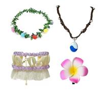 XFSRG 4 Pezzi Coroncina Fiori Donna Fascia Capelli Fermagli per Capelli Collane e Cavigliere Accessori Eleganti da Spiaggia