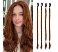 XFSRG 4 Pezzi Extension Trecce Naturali Extension Capelli Lunghi E Mossi Per Donne Look Bohémien E Chic Per Tutte Le Occasioni (Marrone Chiaro)
