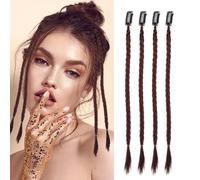 XFSRG 4 Pezzi Extension Trecce Naturali Extension Capelli Lunghi E Mossi Per Donne Look Bohémien E Chic Per Tutte Le Occasioni (Marrone Scuro)