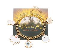 XFSRG 4 Pezzi Halloween Bracciale Donna Charm Braccialetto Rigido Design Unico con Zucca Pipistrello Gatto Nero e Ragnatela Accessorio Perfetto per Feste e Occasioni Speciali
