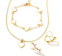 XFSRG 4 Pezzi Parure Gioielli Donna Cuore Romantico Gioielli Raffinato Ipoallergenico per San Valentino Compleanni Anniversari