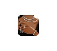 XFSRG 4 Pezzi Parure Gioielli Sposa Donna Strass Collana con Ciondolo Strass con Ciondolo Orecchini Anello Prom Accessori Gioielli Set(Bianco)