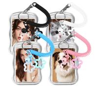 XFSRG 4 Pezzi Photocard Holder Elegante Stella Trasparente Portacarte con Molla Rope Piccola Campana per Carte di Credito e Foto Idolo