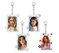 XFSRG 4 Pezzi Photocard Holder Stelle Colorate Moda Photocard Trasparente Porta Badge Keychain per Carte di Credito e Foto Idolo