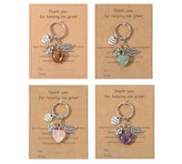 XFSRG 4 Pezzi Portachiavi Donna Cuore di Cristallo Porta Chiavi con Biglietto Acciaio Inossidabile Regalo per Natale Compleanno Festa Degli Insegnanti