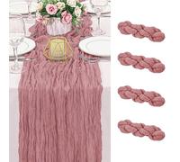 XFSRG 4 Pezzi Runner da Tavola Rosa 90cm x 180cm Garza Boho Runner da Tavolo Moderno Tavola per Matrimonio Addio al Nubilato Baby Shower Decorazioni Feste di Compleanno