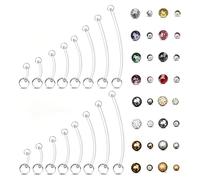 XFSRG 48 Pezzi Piercing Ombelico Gravidanza Flessibile Navel Piercing 8 Misure Bioflex Piercing Gravidanza Ombelico con Sfere di Ricambio per Donna