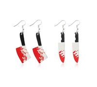 XFSRG 4PCS Orecchini Halloween Orecchine Coltello Spaventosi Halloweens Ciondola Gli Orecchini Accessorio per Costume da Vampira e Strega Regalo di Gioielli Halloween (Bianco)