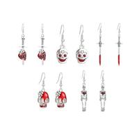 XFSRG 5 Paia Orecchini Halloween Donna Teschi Personalizzati con Croce Orecchini Accessori in Stile Gotico Adatti a Diverse Occasioni