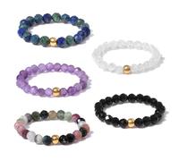 XFSRG 5 Pezzi Anelli Donna Perline di Cristallo Naturale Elastico Anello Elegante e Raffinato per Appuntamenti Serate e Vacanze al Mare