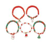 XFSRG 5 Pezzi Bracciali Natalizi Donna Braccialetti Colorato Elastici Set Impilabile Gioielli di Natale Bracciali di Natale per Bambini per Celebrazioni Natalizie (Set 2)