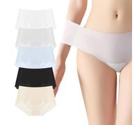 XFSRG 5 Pezzi Mutande Donna a Vita Alta Sexy Invisibili Elasticizzate Slips Traspirante Comode Biancheria Intima Cotone Morbido E Confortevole Hipster(M)