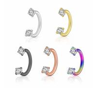 XFSRG 5 Pezzi Piercing Naso Acciaio al Titanio Semicerchio con Cristalli Brillanti Septum Nostril Piercing Anello Aperto Horseshoe Orecchio Gioielli Corpo Unisex