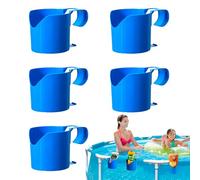 XFSRG 5 Pezzi Portabicchieri Piscina Portabicchieri in Plastica Bordo Piscina Accessorio Multifunzione per Facile da Appendere per Bibite Snack (Blu)