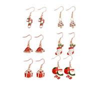 XFSRG 6 Paia Orecchini Natalizi Donna Set Pendenti Festivi Gancio Decorativi Tema Natalizio Accessori Gioielli Invernali Set di Orecchini Pendenti Donna Decorazioni Natalizie (A)