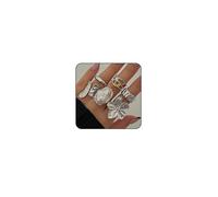 XFSRG 6 Pezzi Anelli Donna Fiori Esagerati Perla Anello Bassa Allergia Accessori di Moda per Ogni Giorno Appuntamenti e Foto