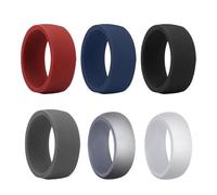XFSRG 6 Pezzi Anello Uomo Silicone Colorato Comodo e Resistente Set Anelli Fitness da Uomo Traspirante per Sport e Uso Quotidiano (11)