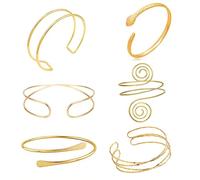 XFSRG 6 Pezzi Bracciale Donna Minimalista Boho Aperto Polsini da Braccio Set Regolabile per Festival Regalo e Look Punk (Oro)