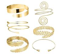 XFSRG 6 Pezzi Bracciale Rigido Donna Aperto Regolabile Arm Cuff Spirale Polsini da Spirale Gioielli da Donna per Braccio e Avambraccio (Oro A)