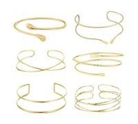 XFSRG 6 Pezzi Bracciale Rigido Donna Aperto Regolabile Arm Cuff Spirale Polsini da Spirale Gioielli da Donna per Braccio e Avambraccio (Oro G)