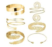 XFSRG 6 Pezzi Bracciale Rigido Donna Inossidabile Semplice Punk Ampio Geometrico in Acciaio inox Boemia Aperto Bracciale Rigido Set Impilabile（Oro）