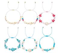 XFSRG 6 Pezzi Bracciali in Stile Bohémien Regolabili Braccialetti Estivi Set Boho Oceano Spiaggia Tartarughe Marine Tartaruga Stella Marina Gioielli per Donne
