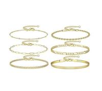 XFSRG 6 Pezzi Cavigliera Donna Set Argento Boho Cavigliera Regolabile per Piedi Accessori Estivi Eleganti per Donne e Ragazze Cavigliere in Acciaio Inossidabile(Oro)